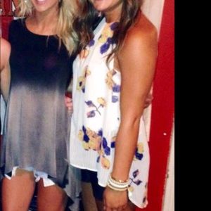 Floral cream high neck tank